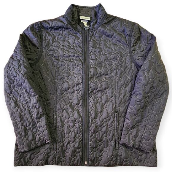 Disneyland Resort Mickey Mouse Quilted Full Zip Black Jacket Women Extra Large - Picture 1 of 8
